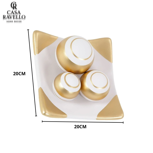 Trio Vasos decorativos com Bandeja e Bola de decoração - Oro Bianca