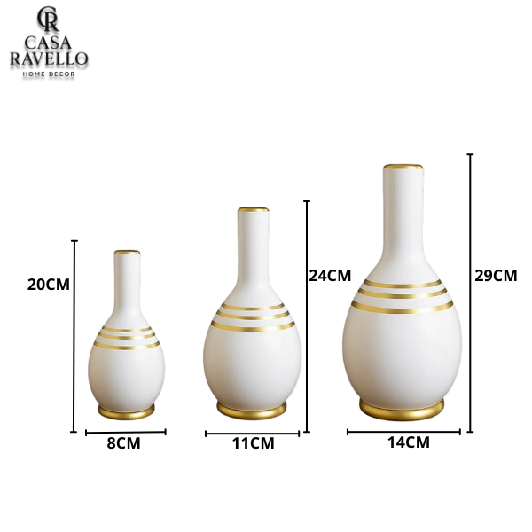 Trio de Vasos decorativos em Cerâmica - Trio Nero Aurum