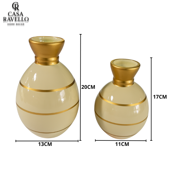 Dupla de Vasos decorativos em Cerâmica - Duo Ébano Auréa