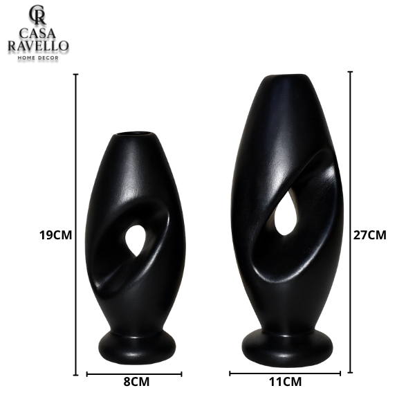 Dupla de Vasos decorativos em Cerâmica - Duo Nero Armonia