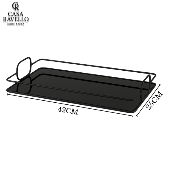 Bandeja em Metal com Vidro Preto - Vassoio Nero