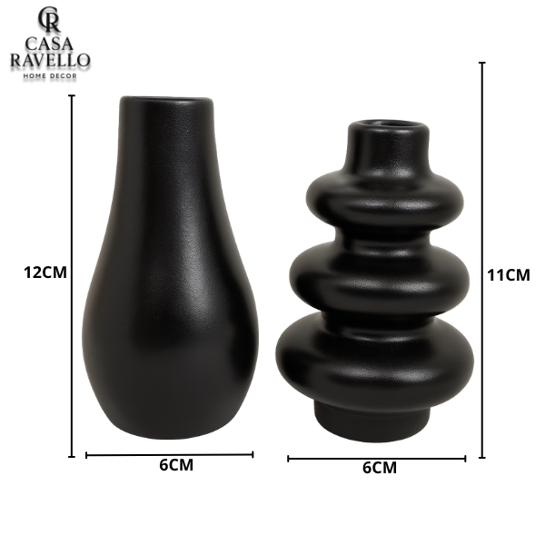 Dupla de Vasos decorativos em Cerâmica - Vasos Duo Ébano Contour