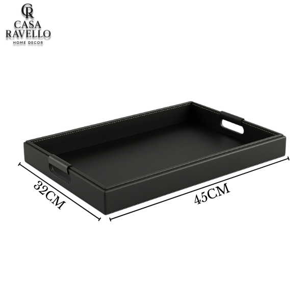 Bandeja em MDF com Revestimento em PU Preto - Cuoio Nero
