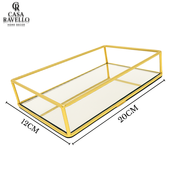Bandeja em Metal com Espelho - Oro Lineare