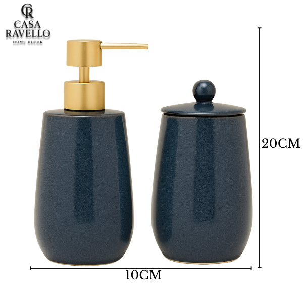 Dispenser e Porta Escova em Cerâmica - Blu Notte Cerâmica
