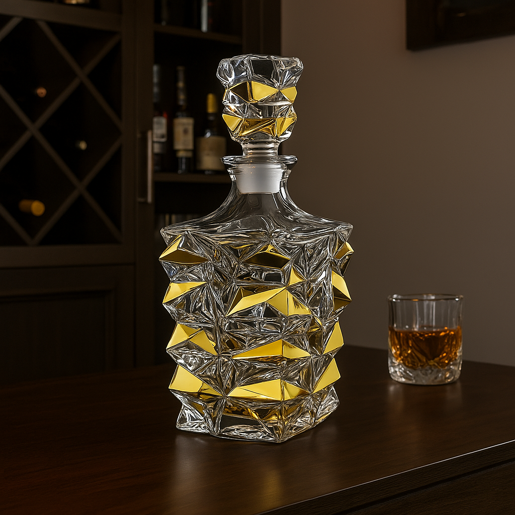 Decanter para Whisky em Cristal folheado à ouro - Série Prestige