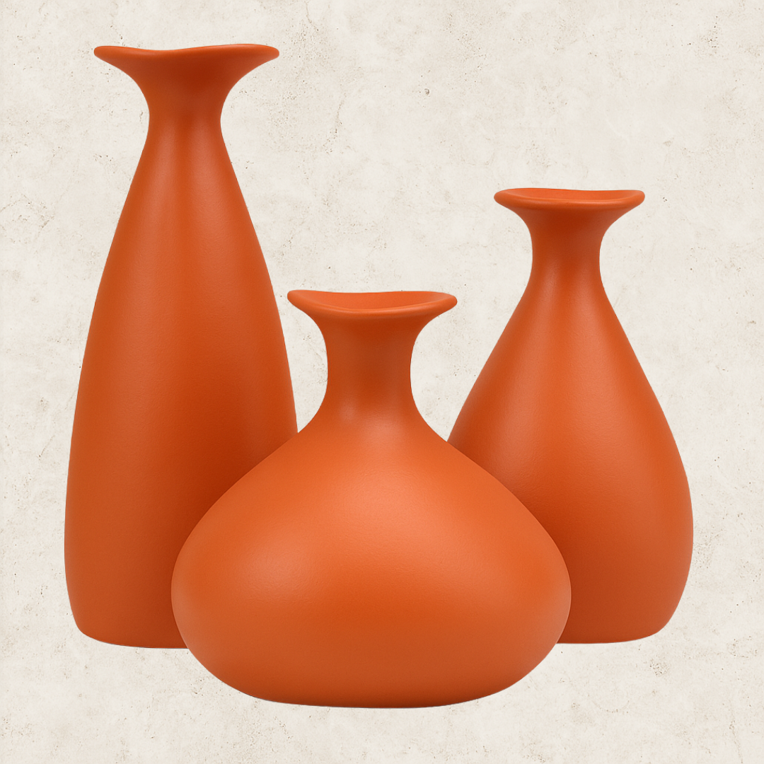 Trio de Vasos Cerâmicos Volterra