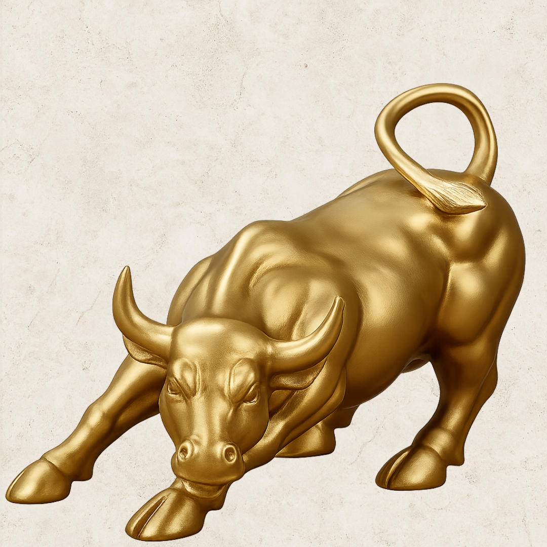Touro Aurum – Estátua Decorativa em Resina Dourada