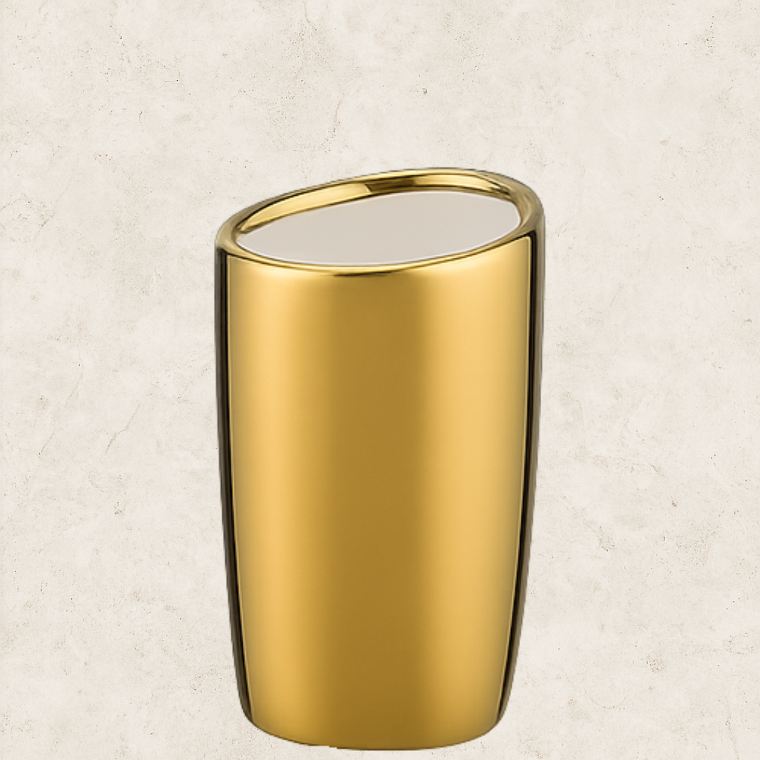 Kit de Acessórios para Banheiro dourado em cerâmica Aurum Lux