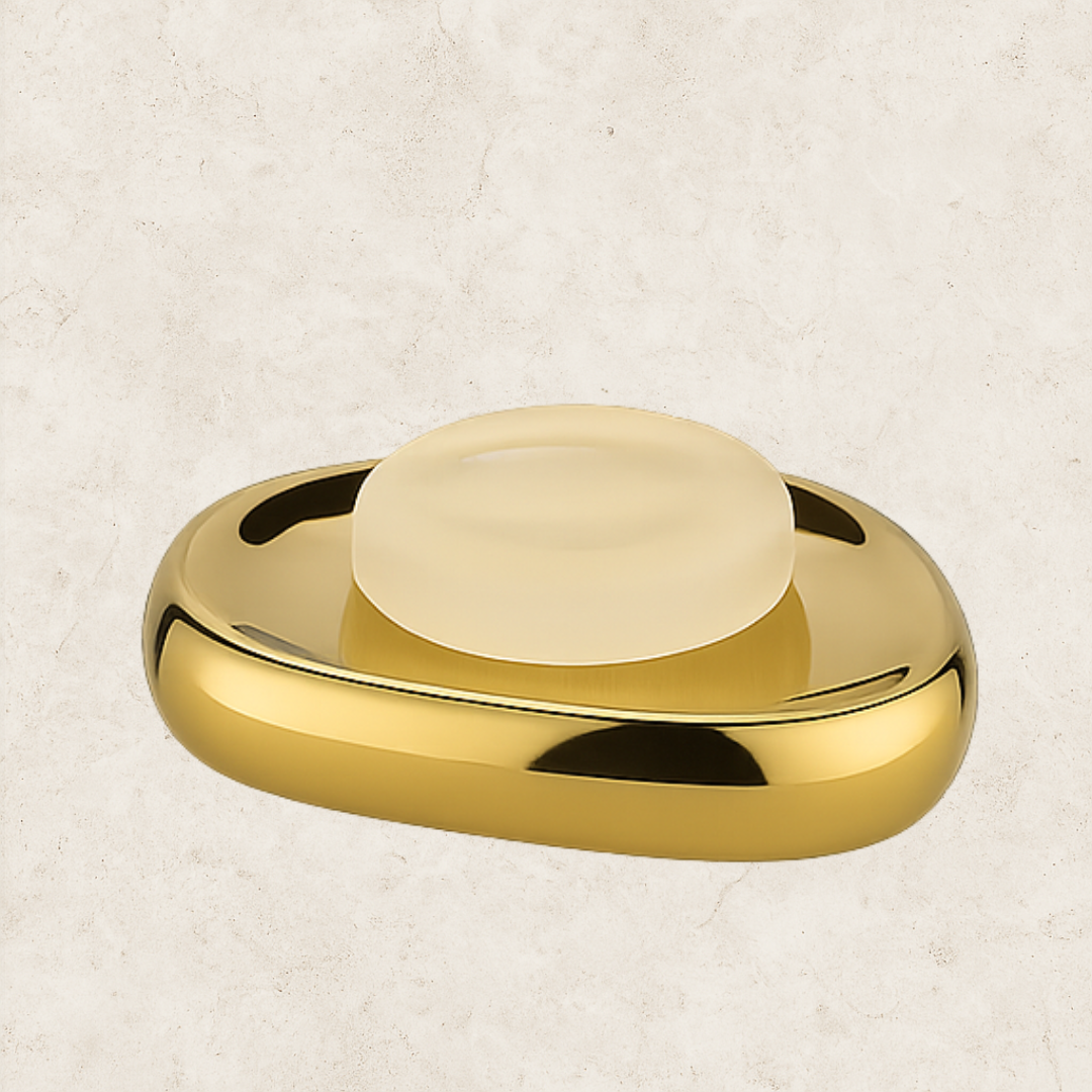 Kit de Acessórios para Banheiro dourado em cerâmica Aurum Lux
