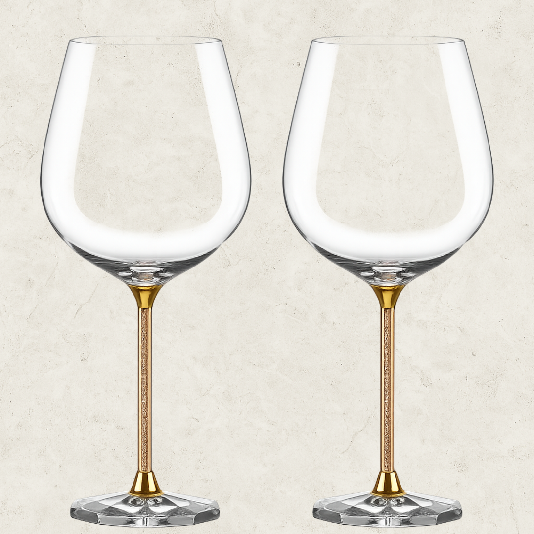 2 Taças para Vinho, em Cristal com Cristais na Base - Cristallo Reale