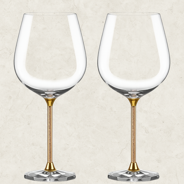 2 Taças para Vinho, em Cristal com Cristais na Base - Cristallo Reale