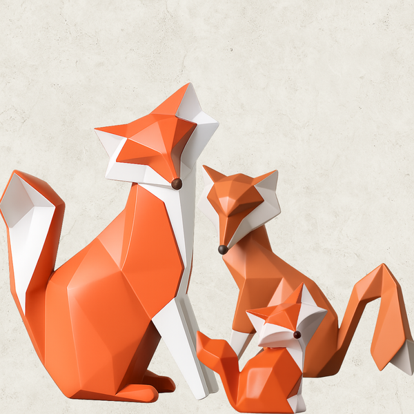 Escultura Minimalista Geométrica Family Fox