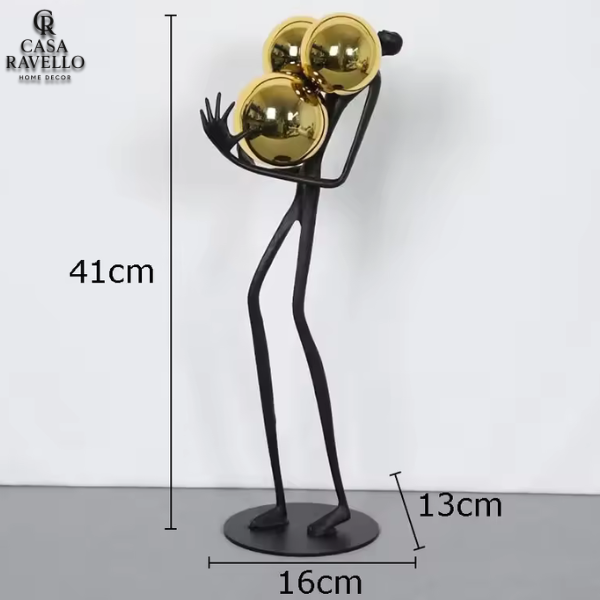 Estátua para decoração em Liga Metálica - Abraço Dourado
