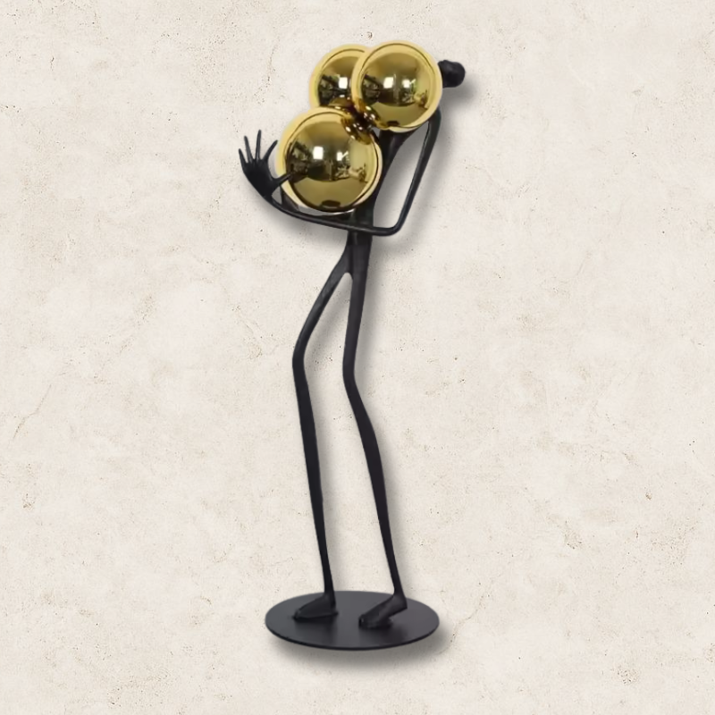 Estátua para decoração em Liga Metálica - Abraço Dourado