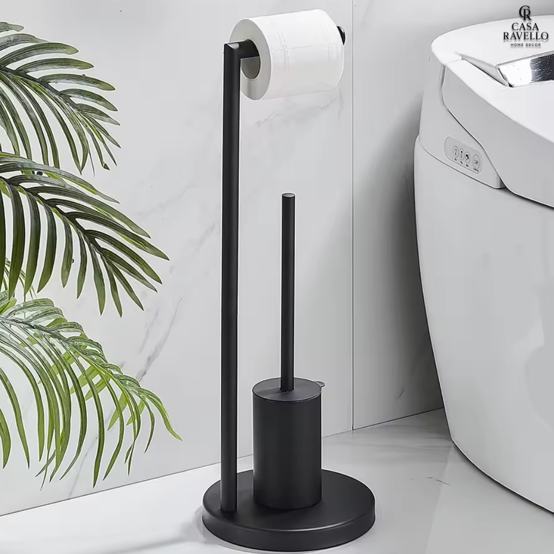 Papeleira de Piso em Inox 304 com porta-escova embutido - Linha veneza