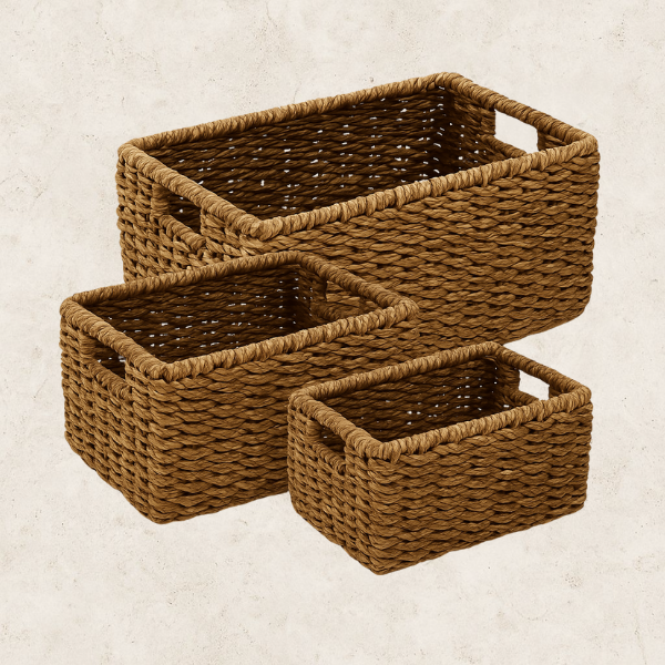 Kit 3 Caixas Organizadoras de Fibra Natural - Conjunto Set Intreccio