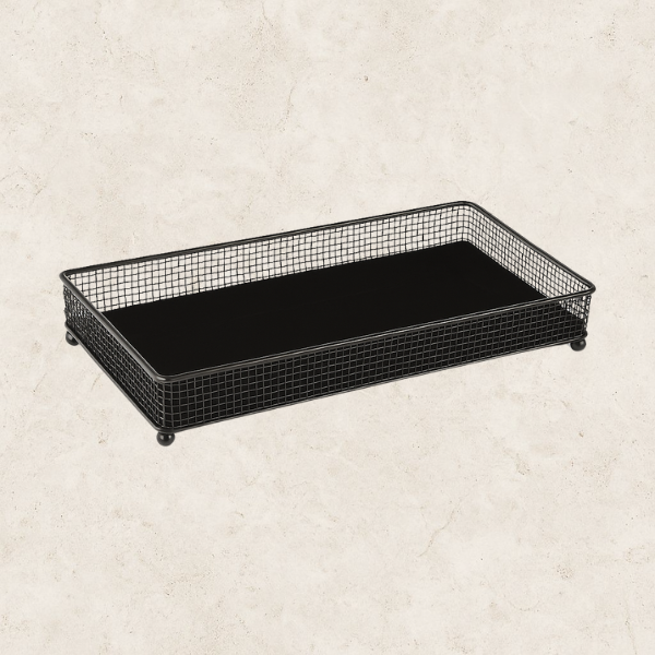 Bandeja em Metal com Vidro - Rete Nero