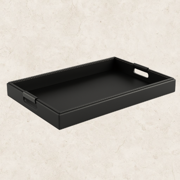 Bandeja em MDF com Revestimento em PU Preto - Cuoio Nero