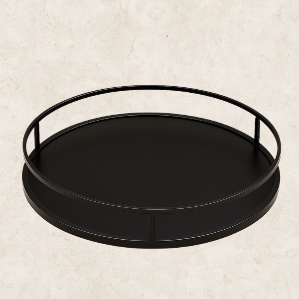 Bandeja em Metal com Vidro Preto - Nero Rotondo