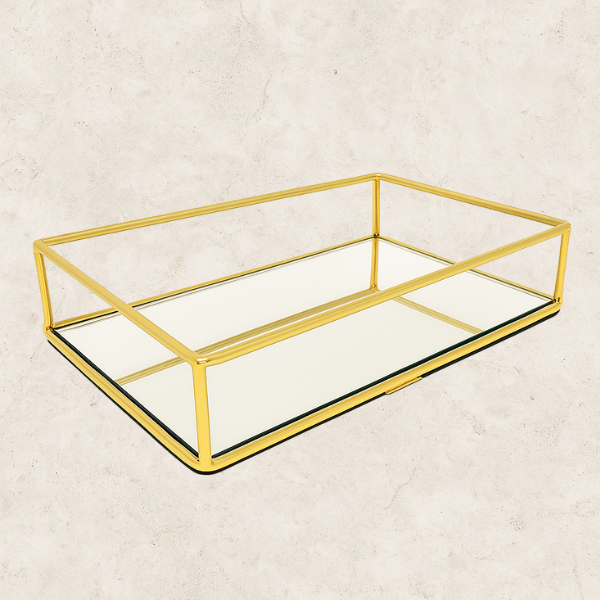 Bandeja em Metal com Espelho - Oro Lineare