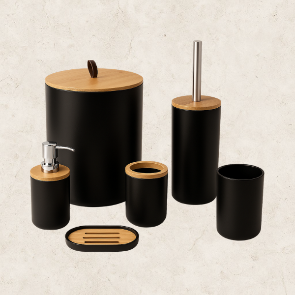 Conjunto Finesse - 5 Peças de acessórios para banheiro em Bambu