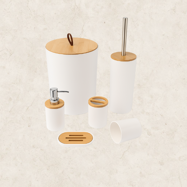 Conjunto Finesse - 5 Peças de acessórios para banheiro em Bambu