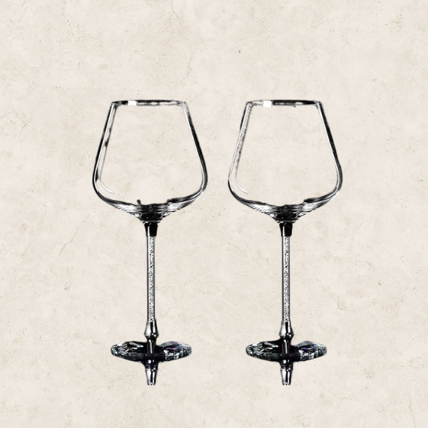 2 Taças para Vinho, em Cristal com Cristais na Base - Cristallo Reale