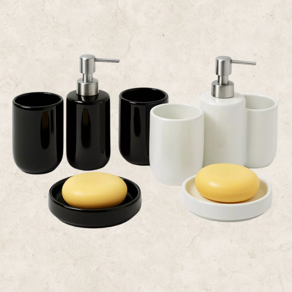 4 Peças para banheiro em Cerâmica - Conjunto Duo Luxe