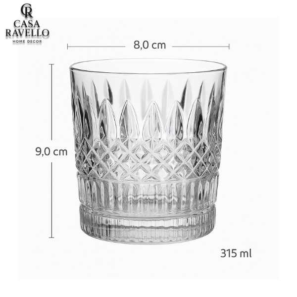 Jogo de 6 copos baixos de Vidro Lapidado - Vittoria Glass