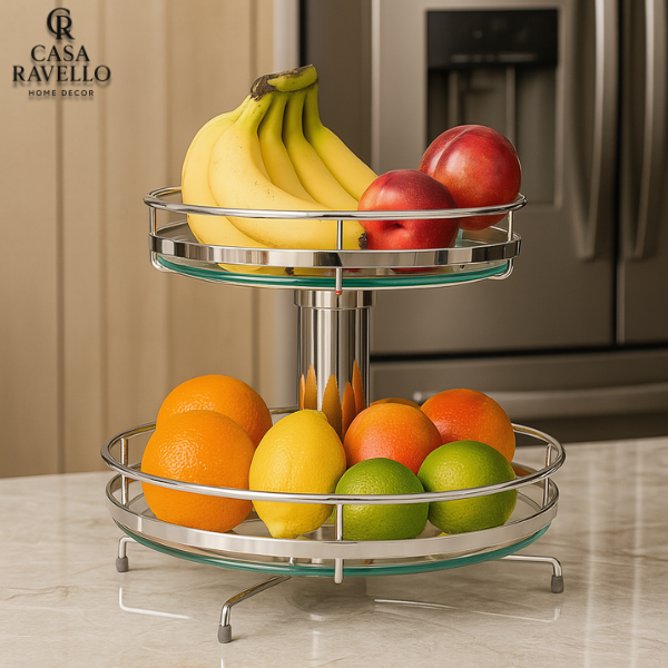 Fruteira em Aço e Vidro - Giro Lux