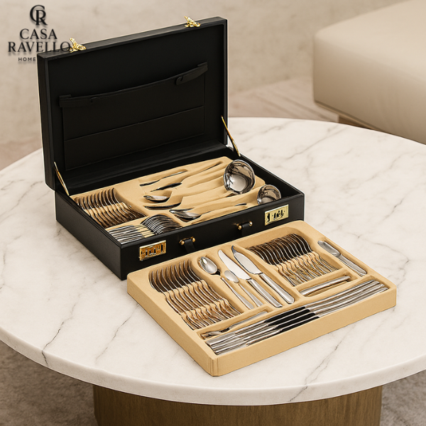 Maleta de 84 Talheres Banhados a Ouro - Milano