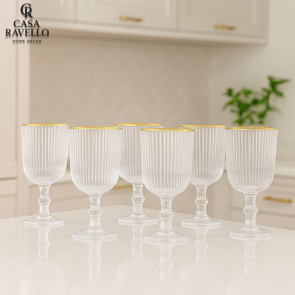Jogo de 6 mini taças com borda Dourada - Oro Linea