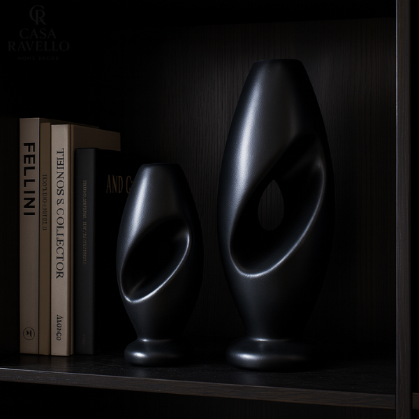 Dupla de Vasos decorativos em Cerâmica - Duo Nero Armonia