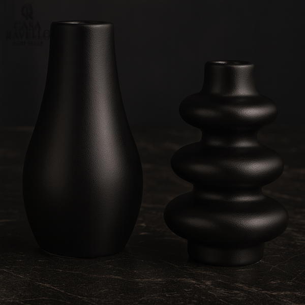 Dupla de Vasos decorativos em Cerâmica - Vasos Duo Ébano Contour