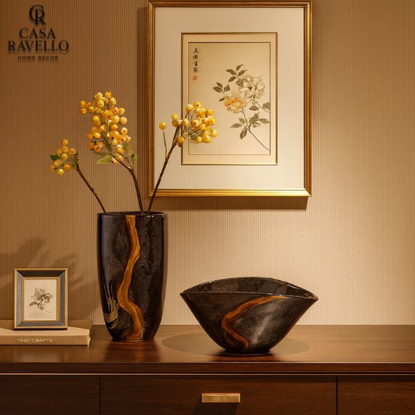 Vaso Decorativa em Vidro Escuro - Fiamma di Vetro