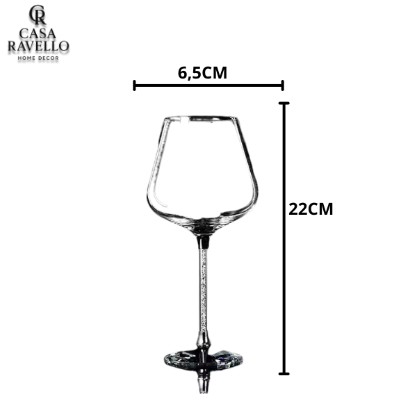 2 Taças para Vinho, em Cristal com Cristais na Base - Cristallo Reale