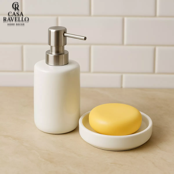 4 Peças para banheiro em Cerâmica - Conjunto Duo Luxe