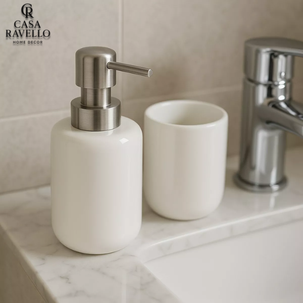 4 Peças para banheiro em Cerâmica - Conjunto Duo Luxe