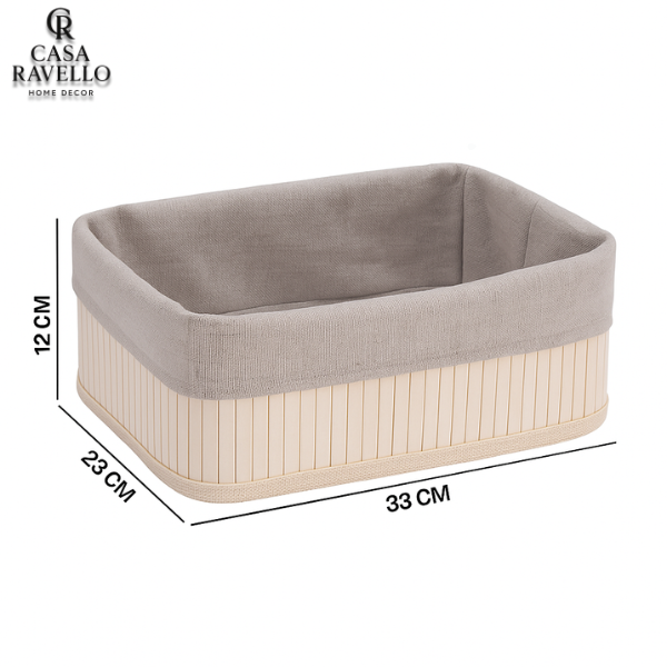 Kit 3 Caixas Organizadoras em Bambu/Linho - Conjunto Set Contenere