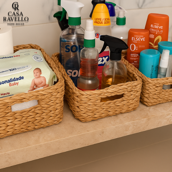 Kit 3 Caixas Organizadoras de Fibra Natural - Conjunto Set Intreccio