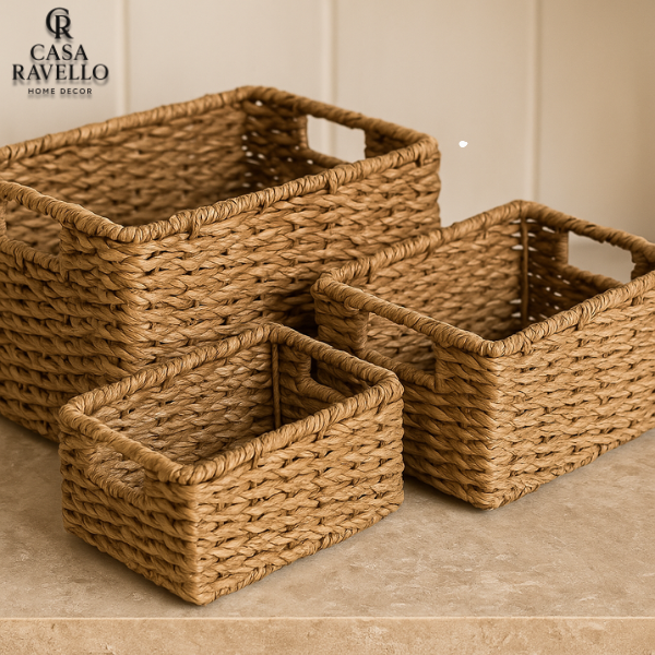 Kit 3 Caixas Organizadoras de Fibra Natural - Conjunto Set Intreccio