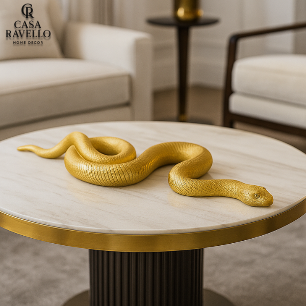 Serpente Aurea - Estátua decorativa em Resina