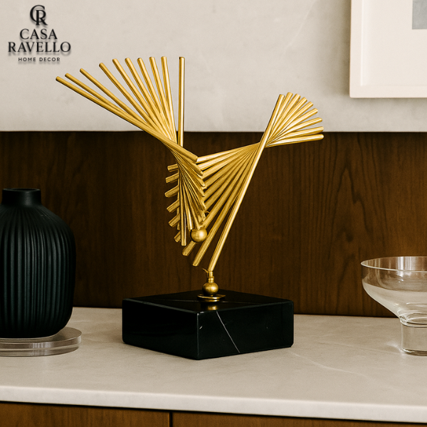 Escultura decorativa em Ferro e Mármore - Voo Angular