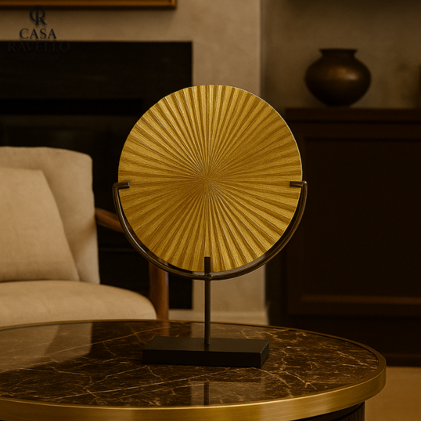 Escultura decorativa em Resina - Sol Dourado