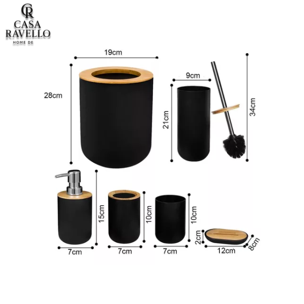 Conjunto Finesse - 5 Peças de acessórios para banheiro em Bambu