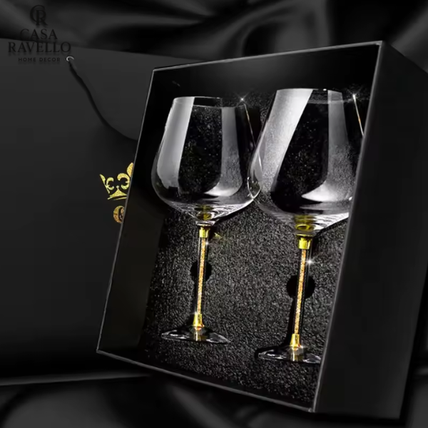 2 Taças para Vinho, em Cristal com Cristais na Base - Cristallo Reale