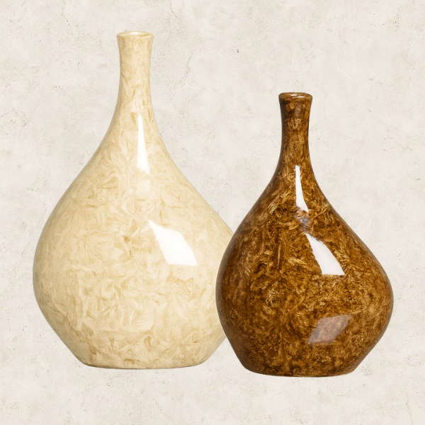 Dupla de Vasos decortivos em Cerâmica - Duo Siena
