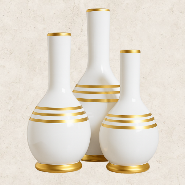 Trio de Vasos decorativos em Cerâmica - Trio Nero Aurum