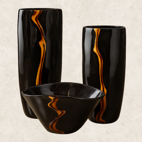 Vaso Decorativa em Vidro Escuro - Fiamma di Vetro